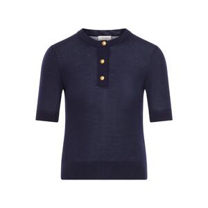 Celine Women Triomphe Crew Neck Sweater In Fine Wool